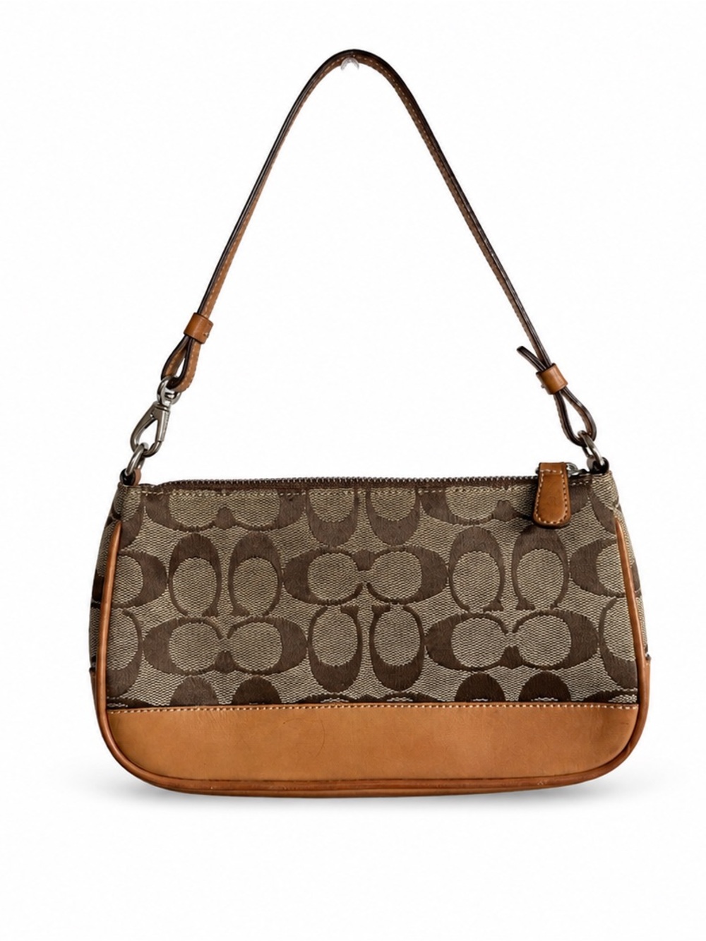 Vintage Y2K 2004 Coach 6094 Signature Jacquard Demi Shoulder Bag Tan